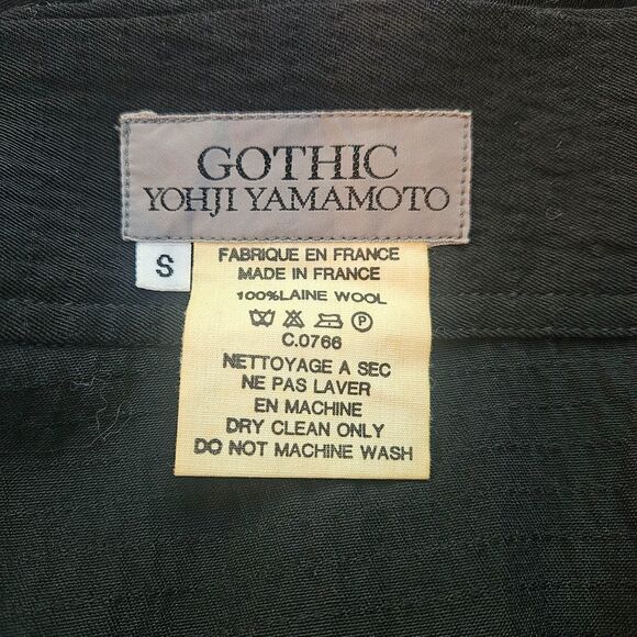 Vtg YOHJI YAMAMOTO Gothic Wool Wrap Skirt S Black Made in France Midi Full Aline - Picture 7 of 7